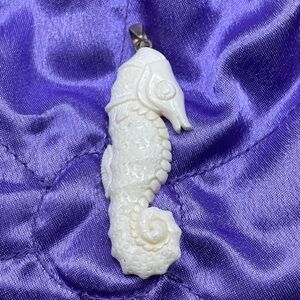 Carved Bone Seahorse Pendant